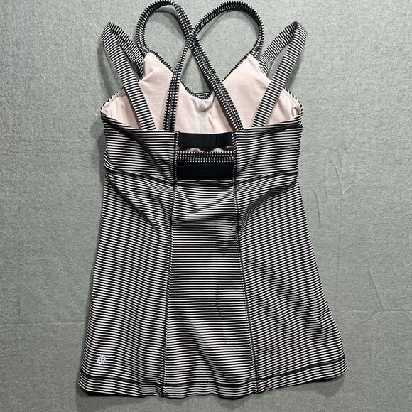 Lululemon Happy Strappy Tank Mini Pop Stripe Black Mink Berry Size 6 - Picture 6 of 9